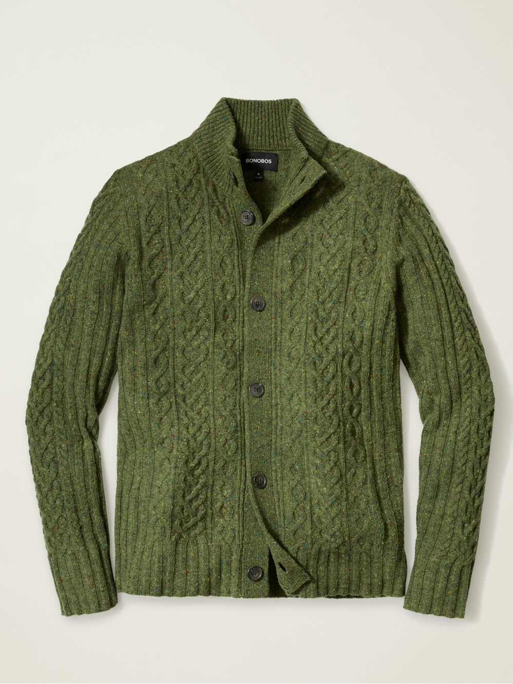NEW BONOBOS Cable Knit Cardigan Size Large Wool Men’s Green Sweater NWT